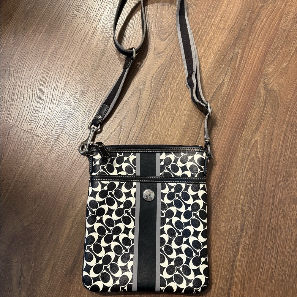 Coach Black and Cream Crossbody Bag